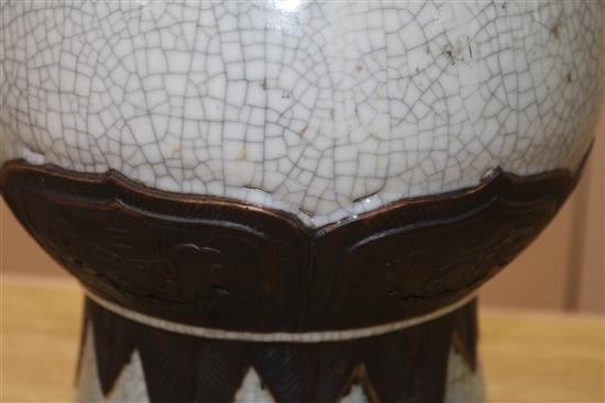 A large 19th century Chinese crackle glaze vase height 60cm